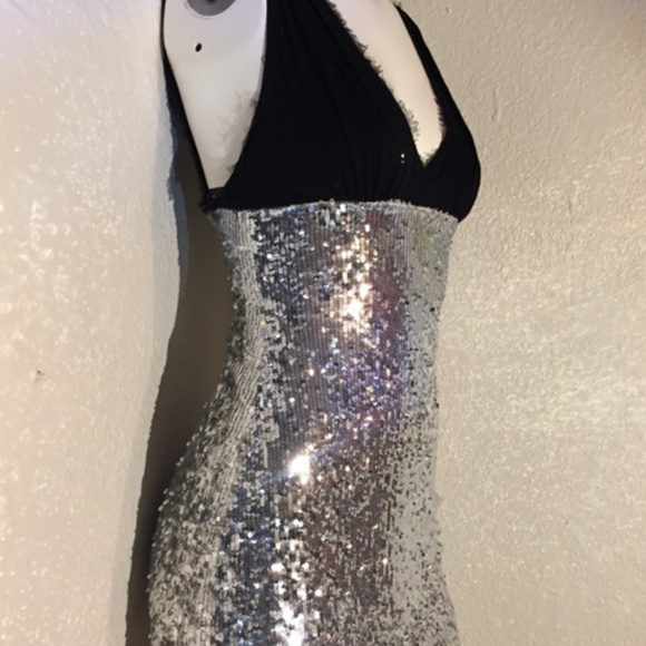 bebe silver sequin dress